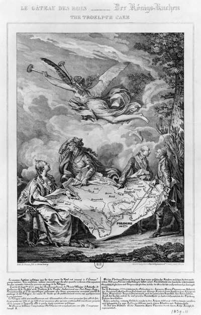The Troelfth Cake, first partition of Poland on the 26th September 1772, engraved by Noel Le Mire (1724-1800) by Jean Michel the Younger Moreau