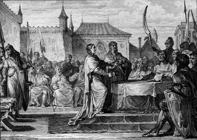 Succession of Pepin the Brief: Division of the Kingdom Between Charlemagne and Carloman - Engraving by Jean Michel Moreau by Jean Michel the Younger Moreau