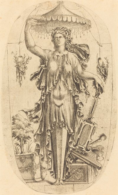 Woman with Musical Instrument by Jean Mignon