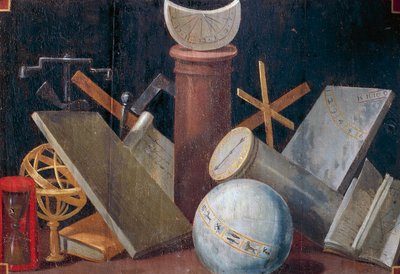 Scientific and astronomical instruments, ca 1620, panel painting by Jean Mosnier by Jean Monier or Mosnier