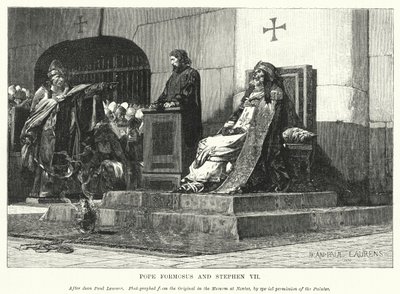 Pope Formosus and Stephen VII by Jean Paul (after) Laurens