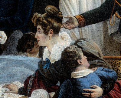 The Death of Napoleon, 5/05/1821 at Saint Helena (Detail) Representing Fanny Bertrand, Wife of Henri Gatien Bertrand. Lithograph by Jean Pierre Marie Jazet Based on the Painting by Charles Auguste Steuben by Jean Pierre Marie Jazet