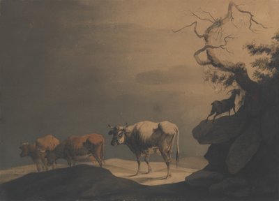 Cows and a Goat in a Landscape by Jean Pillement.