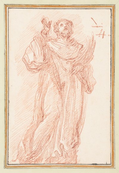 Standing Figure with Raised Arm Looking Upward by Jean Robert Ango