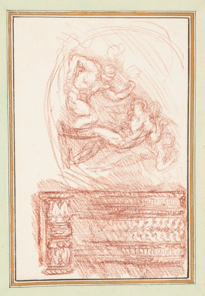 Two Male Figures and a Decorative Motif by Jean Robert Ango