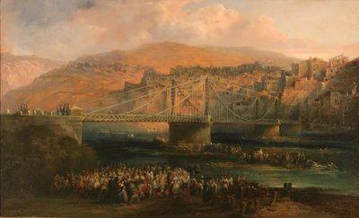 View of City of Fraga and its Hanging Bridge by Jenaro Pérez Villaamil