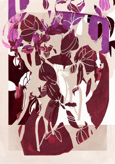Abstract Magenta Florals by Jenja Braun