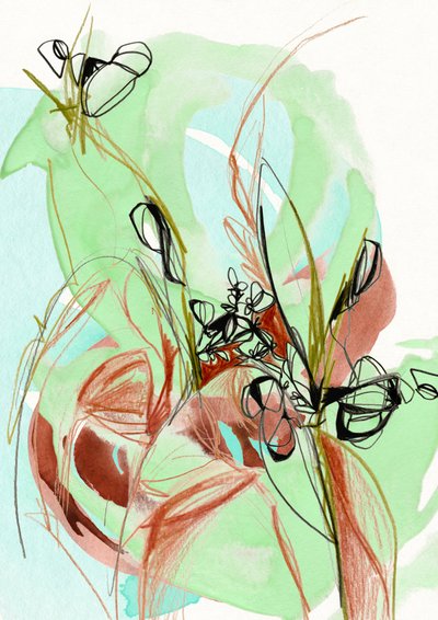 Fluid Floral Greens by Jenja Braun