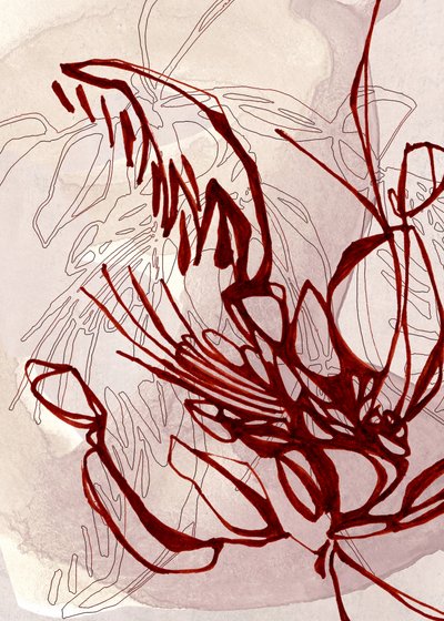 Red Organic Bloom by Jenja Braun