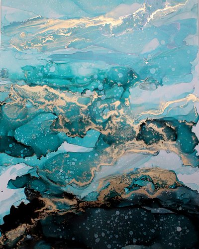 Gilded Ocean Abstract by Jenny Nielsen