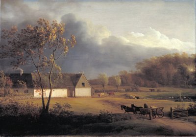 A Storm Brewing Behind a Farmhouse in Zealand by Jens Juel