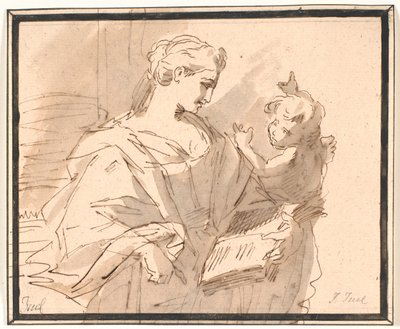 A Saint with a Book and a Putto by Jens Juel