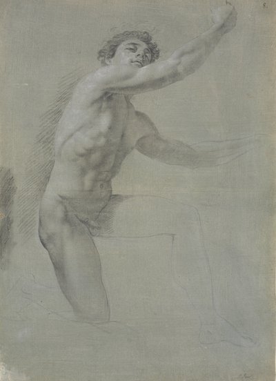 Model Seen from the Front, Kneeling on Right Knee; Not Fully Drawn by Jens Juel