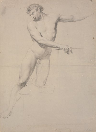 Same Model as gb5337, Facing Forward, Standing on Right Leg, While Left Knee Supports Against a Stool; Not Fully Drawn by Jens Juel