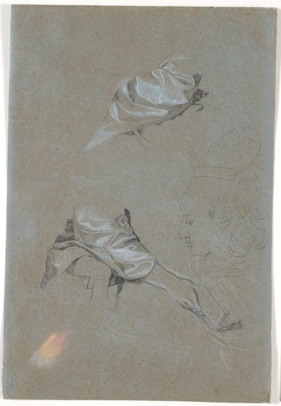 Study of Silk Sleeves, a Right Hand with a Book and a Profile by Jens Juel