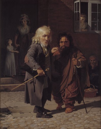Two Dwarfs: Obligeert, a Jewish Pigtail-Ribbon Vendor, Beside the Roman Dwarf Bajocco in One of the Streets of Copenhagen by Jens Juel