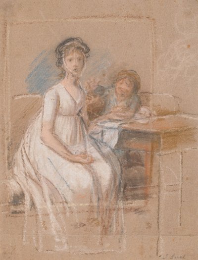 Draft for a Portrait Group. Regine Sophie Tutein, née Wraatz with her son Peter by Jens Juel