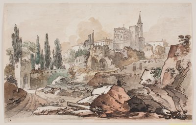 View with Palace Surrounded by Trees and Cliffs by Jens Petersen Lund