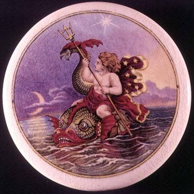 Pratt ware pot lid painted with a sea nymph by Jesse Austin, c.1850 by Jesse Austin