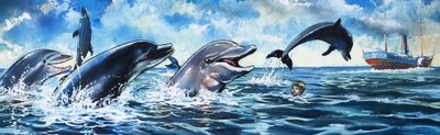Boy Swimming with Dolphins by Jesus Blasco