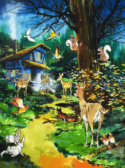 Woodland Animals Visit a Fairy House by Jesus Blasco