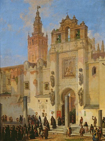 Religious procession in Seville by Joachin Dominguez Becquer
