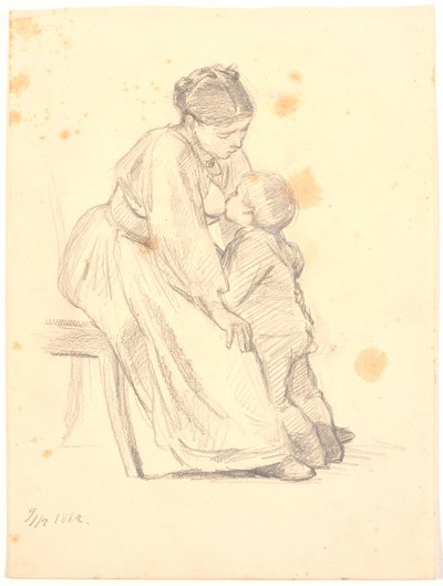 A Mother Breastfeeding Her 4-5 Year Old Son by Joakim Frederik Skovgaard