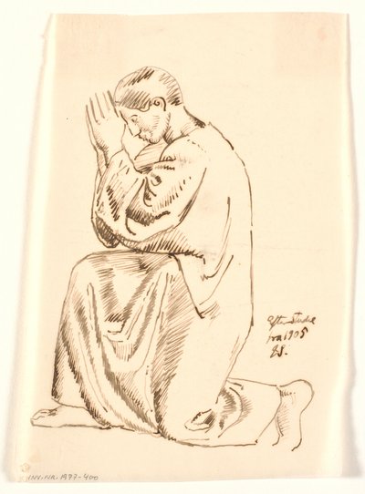 Kneeling, Praying Young Man in Profile by Joakim Frederik Skovgaard