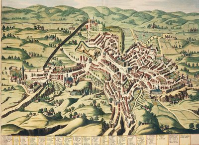 Map of Perugia, Umbria, from Theatrum Civitatum et Admirandorum Italiae by Joan Blaeu