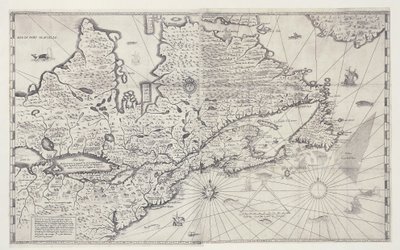 Map of Canada, Engraving from Survey by Samuel de Champlain by Joan Blaeu