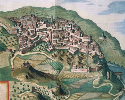 Map of Narni from Theatrum civitatum et admirandorum Italiae by Joan Blaeu, engraving by Joan Blaeu