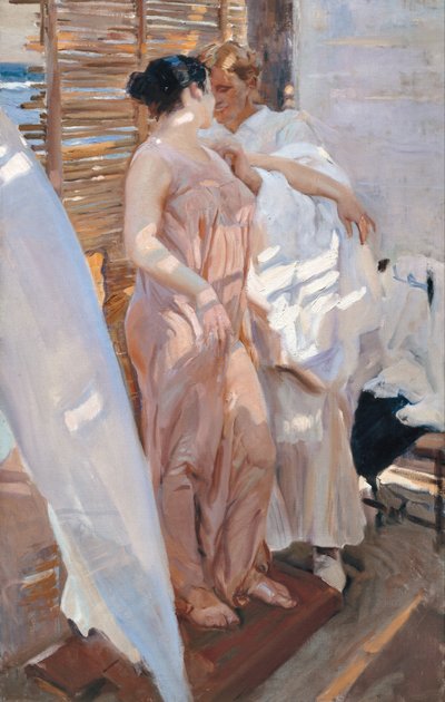 The Pink Robe. After the Bath by Joaquín Sorolla
