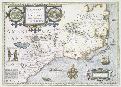 Virginiae Item et Floridae Americae Provinciarum, Nova Descriptio by Jodocus Hondius