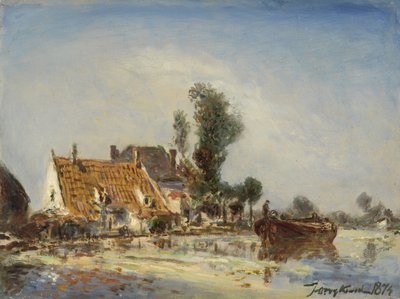 Houses on a Waterway near Crooswijk by Johan-Barthold Jongkind