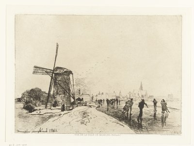 View of Maassluis (series title: View of the City of Maaslins, Holland) by Johan Barthold Jongkind