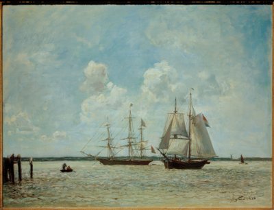 Sailboats on the Scheldt near Antwerp by Johan Barthold Jongkind