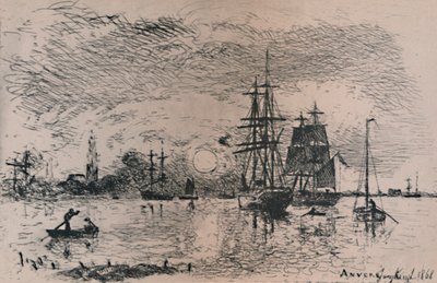 Sunset in the Harbour of Antwerp by Johan Barthold Jongkind