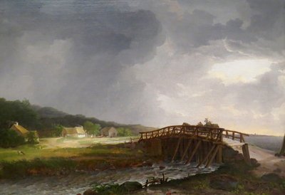 The Bridge across Tryggevælde River with a View of Køge, Zealand by Johan Christian Dahl