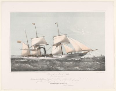 Screw Steamer Mariout and Hedjaz Sailing at Sea by Johan Conrad Greive