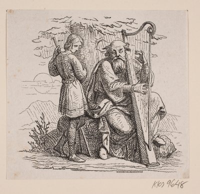 An Old Harp Player and a Boy Under a Tree by Johan Frederik Rosenstand