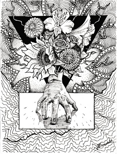 Surreal Hand Floral Reflection by Johan Liewendahl