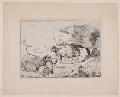 Sheep by a Burial Mound by Johan Lundbye
