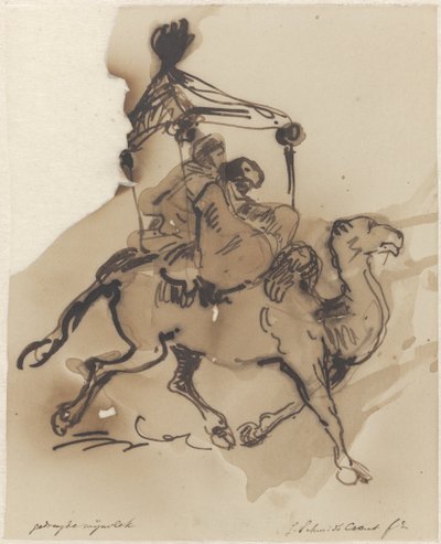 Camel with Two Riders under a Canopy by Johan Michaël Schmidt Crans