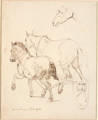 A North Sheep and a Common Horse Harnessed to the Same Wagon by Johan Thomas Lundbye