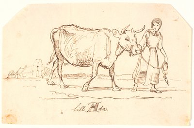 A Girl Leading a Cow in a Landscape with a Church, 