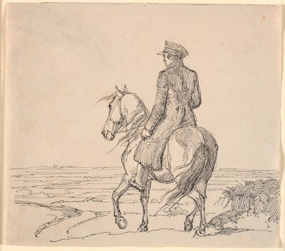 A Rider Seen from Behind Riding into a Vast Landscape by Johan Thomas Lundbye