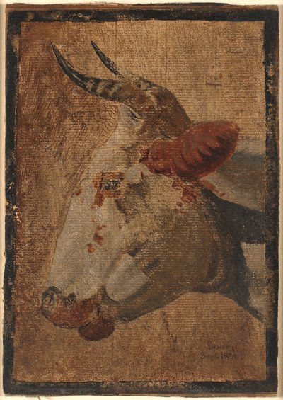 Head of a White-Spotted Cow, Profile to the Left by Johan Thomas Lundbye