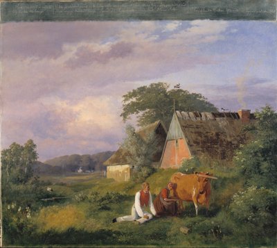 Milking Scene. Illustrating a Poem by Christian Winther by Johan Thomas Lundbye