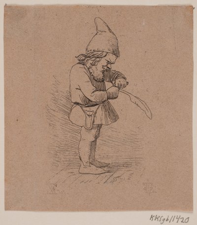 Elf Carving a Pen by Johan Thomas Lundbye