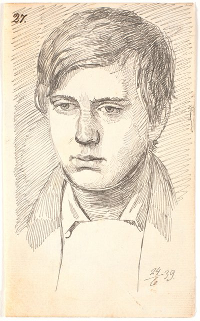 Portrait of a Young Man, Full Face by Johan Thomas Lundbye